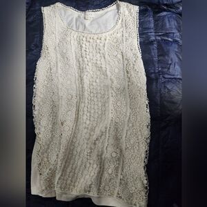 Adiva Cream Crochet Trim Top